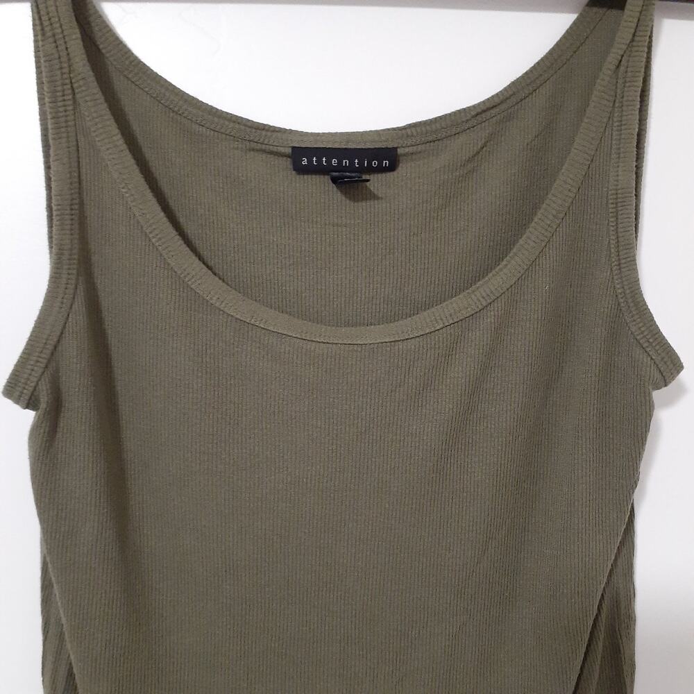 Attention Women's Olive Green XL Tank Top Rayon Spandex Scoop Neck - Picture 2 of 5